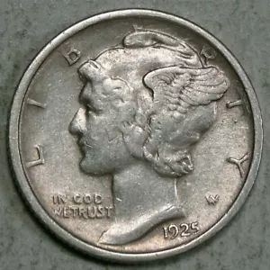 1925-D Mercury Dime, Extremely Fine+, Discounted Tougher Date 0323-12 - Picture 1 of 2