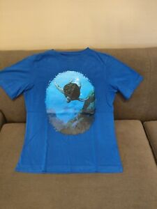 LAND'S END Boys' Blue 100% Cotton Short Sleeve T-shirt, size 10/12