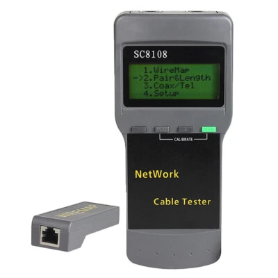 RJ45 Netzwerk Kabeltester Ethernet LAN PC Kabellängen Prüfgerät SC8108 Grau - Bild 1 von 4