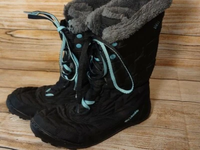 Columbia девочек зимние снег ботинки черный синий искусственного меха США 6, имеет один маленький рип - Изображение 1 из 4