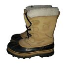 Sorel Caribou Waterproof Leather Mens Boots Shoes Tan Black Lace-up Size 10