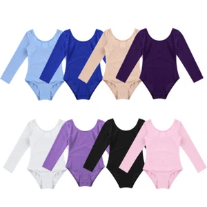 Kid Girl Gymnastics Ballet Dance Leotard Long Sleeve Jumpsuit Dancewear Costume - Picture 1 of 86