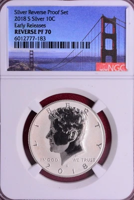 NGC PF-70 LANZAMIENTO ANTICIPADO! Kennedy 2018-S media plata reverso prueba Foto 1 de 2