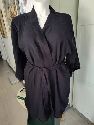 Johnny Was Calme Bata Kimono con Cinturón Negra Lg Algodón Estilo 043421AE Nueva Con Etiquetas Foto 1 de 4