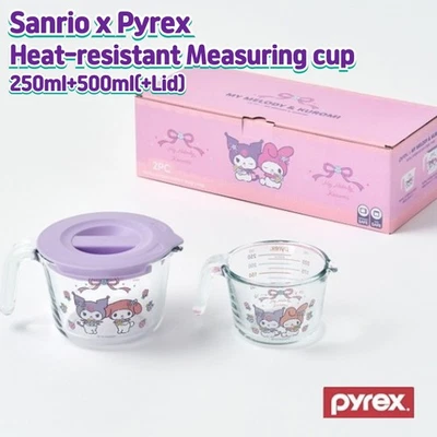 Limited Pyrex Sanrio Kuromi My Melody Measuring Cup+Lid Set Glass Heat Resistant - Image 1 of 4