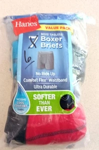Hanes Boys Boxer Briefs Size L 6 Pack Tagless No Ride Up Comfort Waistband - Picture 1 of 4