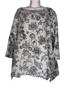 Top Match Point EE. UU. 100 % Lino Floral Estampado Paisley M Boho Cottage Core - Imagen 1 de 6