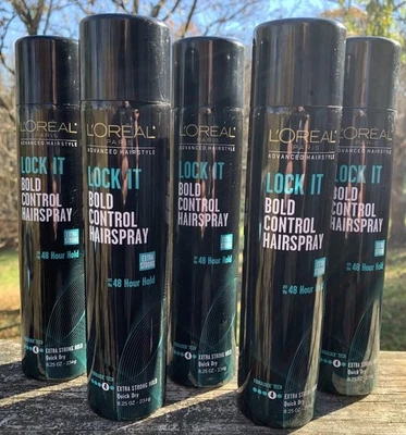 Lot of (5) Loreal Lock It Bold Control Hairspray Extra Strong Level 4 8.25 oz. - Image 1 of 4