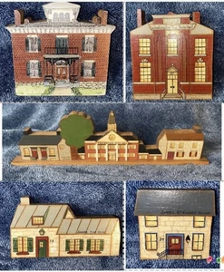 VTG Wood Hand Painted Village Tabletop Decor J. QUILTY - 90’s Houses - Folk Art - Picture 1 of 12
