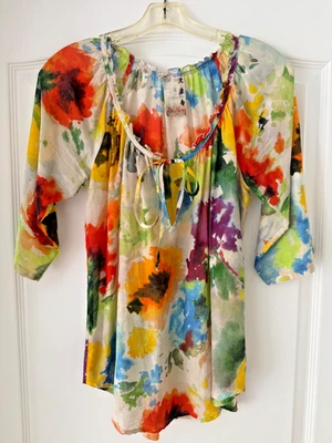 Blusa floral de seda y algodón Da Nang talla pequeña Foto 1 de 4