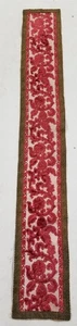 Vintage Belgium Velvet Brocade Floral Metallic Lace Trim Table Runner 146x21cm - Picture 1 of 12