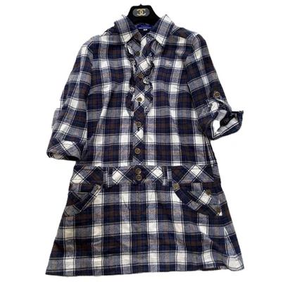 Burberry Blue Label 3/4 Sleeve Checkered Shirt Dress Tunic BK/38/VG LTD From JP - Image 1 of 4