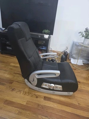 Silla para videojuegos Ace Bayou X Rocker II SE 2.1 de piso de cuero negro (a) Foto 1 de 4