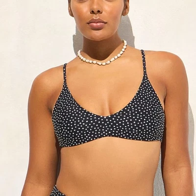 J. Top de bikini Crew Lana en clásico esculpido pequeño lunares blancos y negros Foto 1 de 4