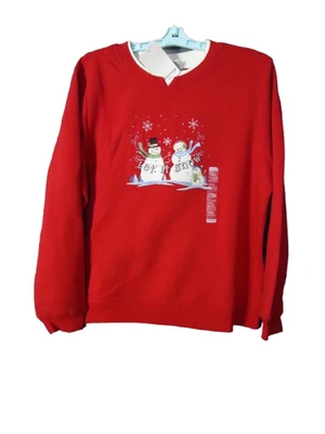 Breckenridge «Пусть идет снег» снеговик Рождество красный флис экипажа толстовка PXL новый - Изображение 1 из 4