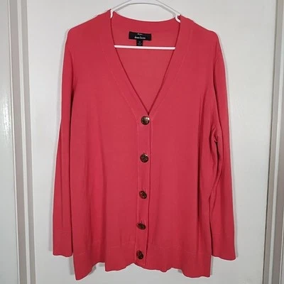 Cárdigan Dennis Basso Para Mujer 2X Coral Manga Larga Con Botones Cuello en V Suéter  Foto 1 de 4
