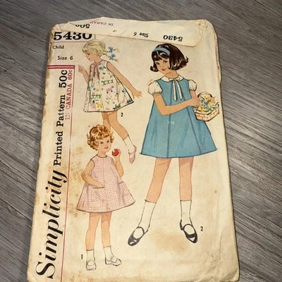 Simplicity Sewing Pattern 5430 Girls Dress Jumper Blouse Size 6 Child Cut - Image 1 of 3