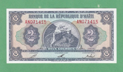 Haiti  2 Gourdes  Note P-260  UNCIRCULATED Cover
