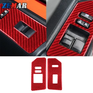 Red Carbon Fiber Window Lift Switch Button Cover B For Toyota FJ Cruiser 2007-14 - Imagen 1 de 14