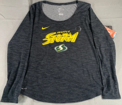 Camiseta Nike Dri-FIT Seattle Storm para mujer L manga larga negra con logotipo de la WNBA NUEVA CON ETIQUETAS Foto 1 de 4