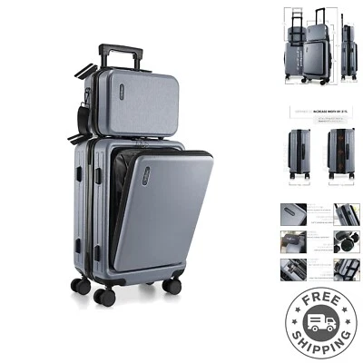 22-Inch Hard-Shell Carry-On Luggage with Cosmetic Case - Grey Travel Essential - Image 1 of 4