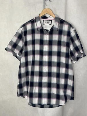 Camisa Penguin By Munsingwear Para Hombre Manga Corta Con Botones Negra Púrpura Talla XL Foto 1 de 4