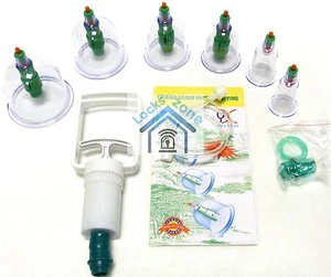 6 HIGH QUALITY CUPS & PUMP VACUUM DRY&WET CUPPING SET ACUPUNCTURE HIJAMA CHINESE - Picture 1 of 6