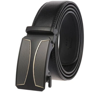 Classic Men's Real Leather Belt Automatic Buckle Ratchet Waist Strap Gift Jeans - Bild 1 von 4