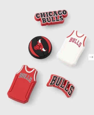 MARKENLOS 5x Schuh Pins - Shoe Charms - Anstecker für Crocs - Clogs - Chicago Bulls