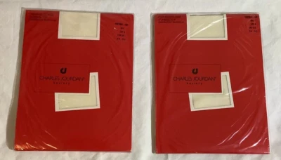 De Colección Charles Jourdan Medias Pantimedias Control Top Sandalia Marfil 2 pares Talla A Foto 1 de 4