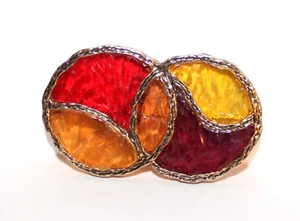 Multicolor ineinander verschlungene Kreise Buntglas Harz Anstecknadel Brosche H71 - Bild 1 von 3