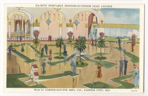 DA-NITE PORTABLE GOLF COURSE Rare 1930 Miniature Golf AD Postcard Kansas City MO - Picture 1 of 2