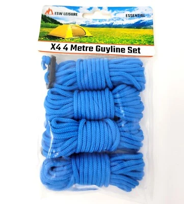 ESW LEISURE 🔥X4 hellblaue 4 Meter Abspannleine Seile Zelt Camping Abspannleine Kufen