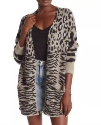Nuevo cárdigan tejido para mujer WILDFOX estampado animal mezcla lana talla M Foto 1 de 4