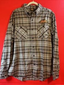Harley Davidson Men's 120th Anniversary Plaid Shirt - Gray Plaid L Large - Picture 1 of 5