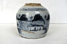 Antique Chinese Blue & White Porcelain Ginger Jars Depicting Canoe In The River