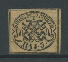 STATO PONTIFICIO 1852 3 BAJ N.4Ab 2 ** CERT.