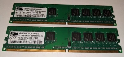 ProMos 512MB 1Rx8 DDR2 800Mz-CL6 Memory Module PC2-6400U-666-12-D0  - Image 1 of 2