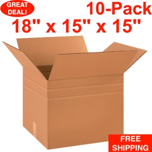 10er-Pack 18 Zoll x 15 Zoll x 15 Zoll Multi-Tiefe Karton Wellpappe Versandkartons Konvolut - Bild 1 von 24