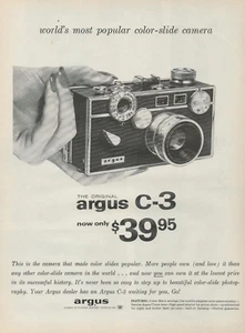 1959 Argus C-3 Camera For Color Slide Projector Most Popular Vintage Print Ad - Picture 1 of 1