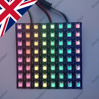 🇬🇧NeoPixel-compatible flexible 8x8 64 RGB LED array matrix WS2812B addressable - Image 1 of 4