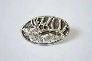 New Enmon Cabinet Knob Silver Drawer Pull Deer Hunting Buck Steel Cabin Brushed - Imagen 1 de 2