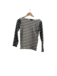 Camisa pesada de punto blanco y gris J.Crew. Es una talla pequeña. - Imagen 1 de 10