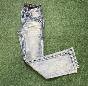 Neu ohne Etikett Rock Revival Nash schmale Stiefeljeans helle Waschung verwaschen blau Denim Herrengröße 27 x 31 - Bild 1 von 7
