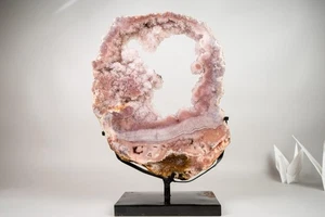 AAA Pink Amethyst Geode Portal with Rose Druzy on Botryoidal Flowers 20 In. Tall - Picture 1 of 10