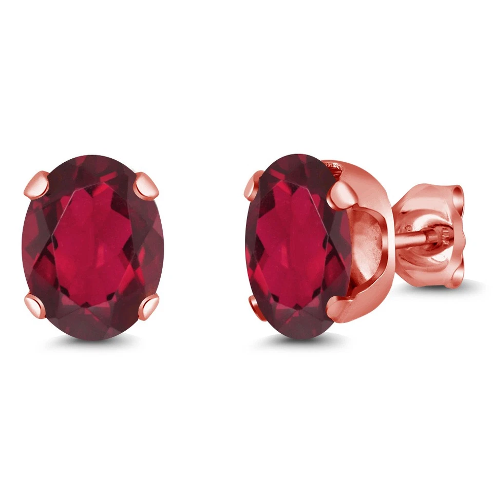 Aretes de plata enchapados en oro rosa de 18 quilates con topacio místico rojo de 2,60 quilates 8x6 mm Foto 1 de 3