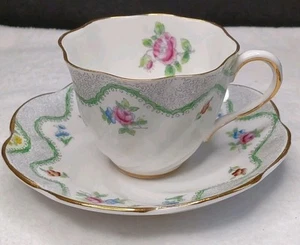 Taza de té y platillo de porcelana de hueso fino 1890a por Salisbury hecho en Inglaterra - Imagen 1 de 14