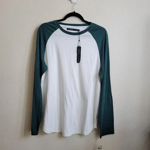 T-shirt uomo Edgar + Ash nuova con etichetta verde e bianco raglan media - Foto 1 di 6
