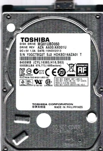 MQ01UBD050 HDKBD16AZA01 T AZA AA00/AX001U 500 Go NOV 2013 PHILIPPINES TOSHIBA - Photo 1/3