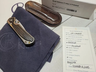 Chris Reeve Knives Small POLISHED Magnacut Sebenza 31 Bog Oak LEFT HAND S31-1101 - Image 1 of 4